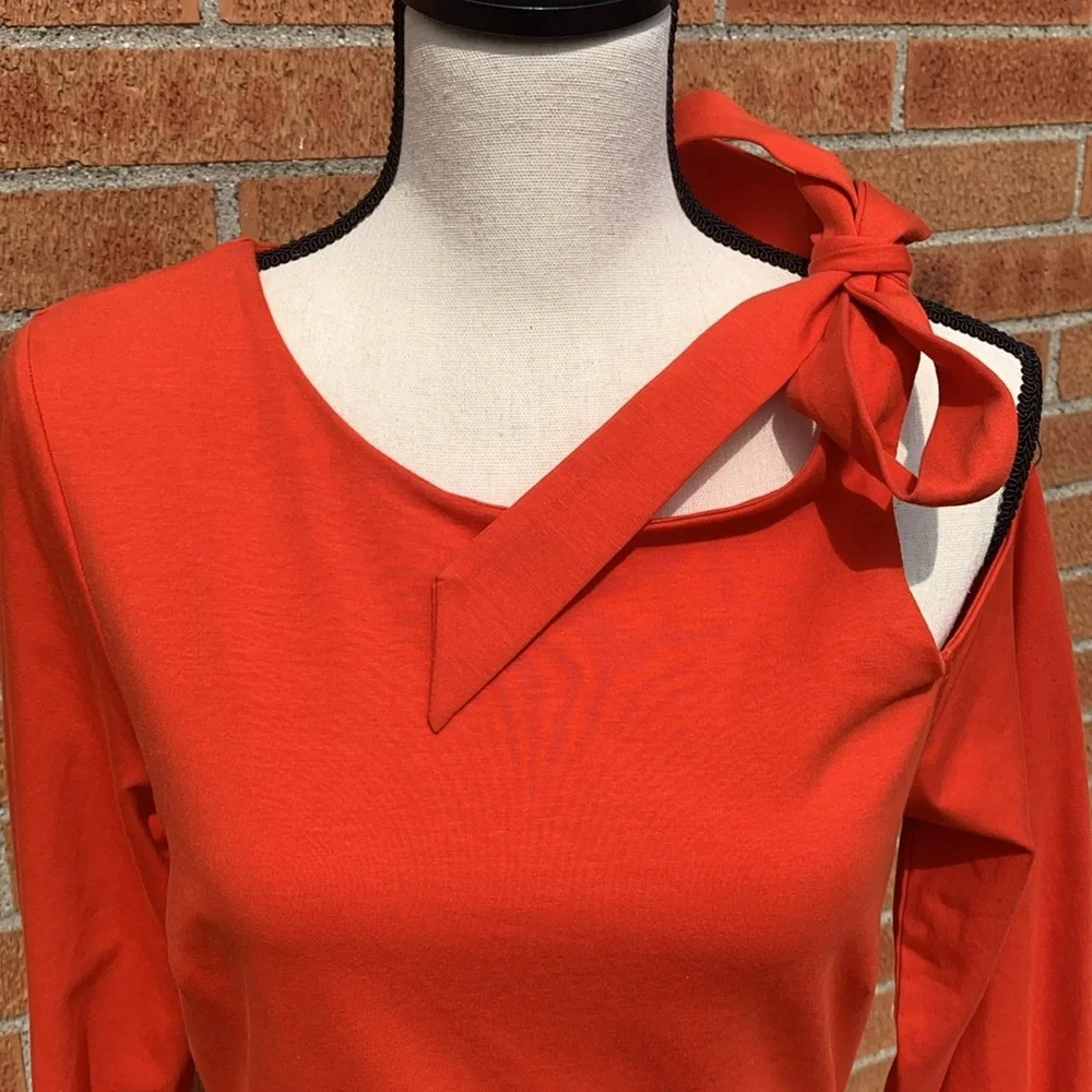 Simona Maghen Caprice Dress Long Sleeve Fit & Flare Single Cold Shoulder size 8 - Picture 11 of 15